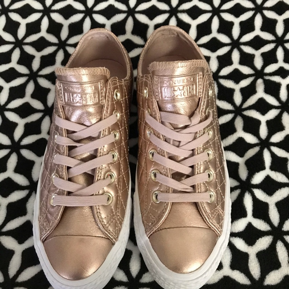 Rose gold quilted converse sneakers